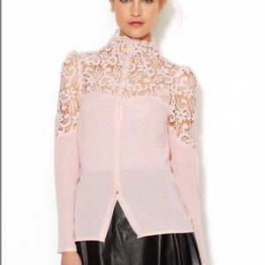 Stella & Jamie Lucia Lace & Silk Semi-sheer Blouse